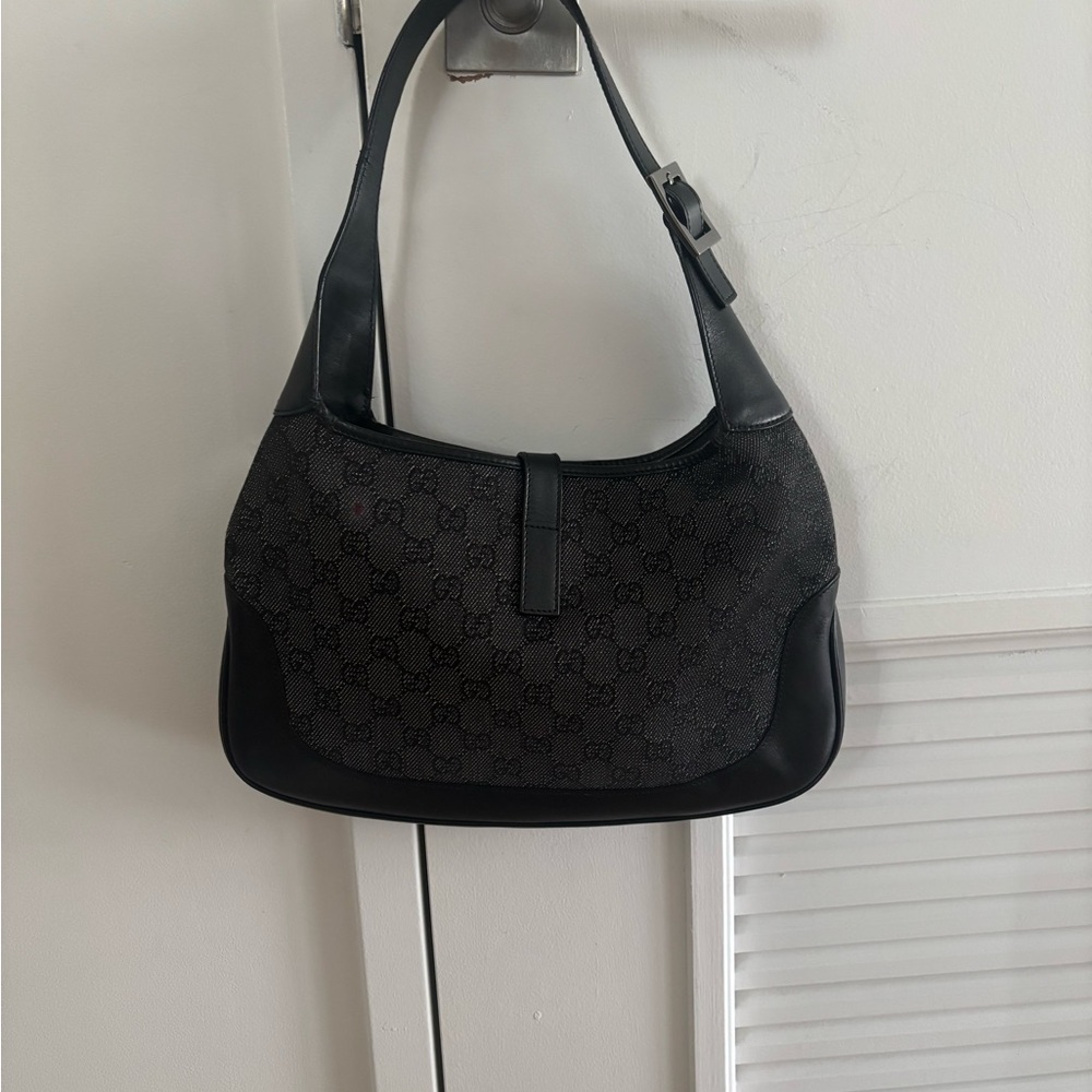 Gucci Jackie Vintage Black Denim Shoulder Bag with Silver Hardware - Picture 12 of 12